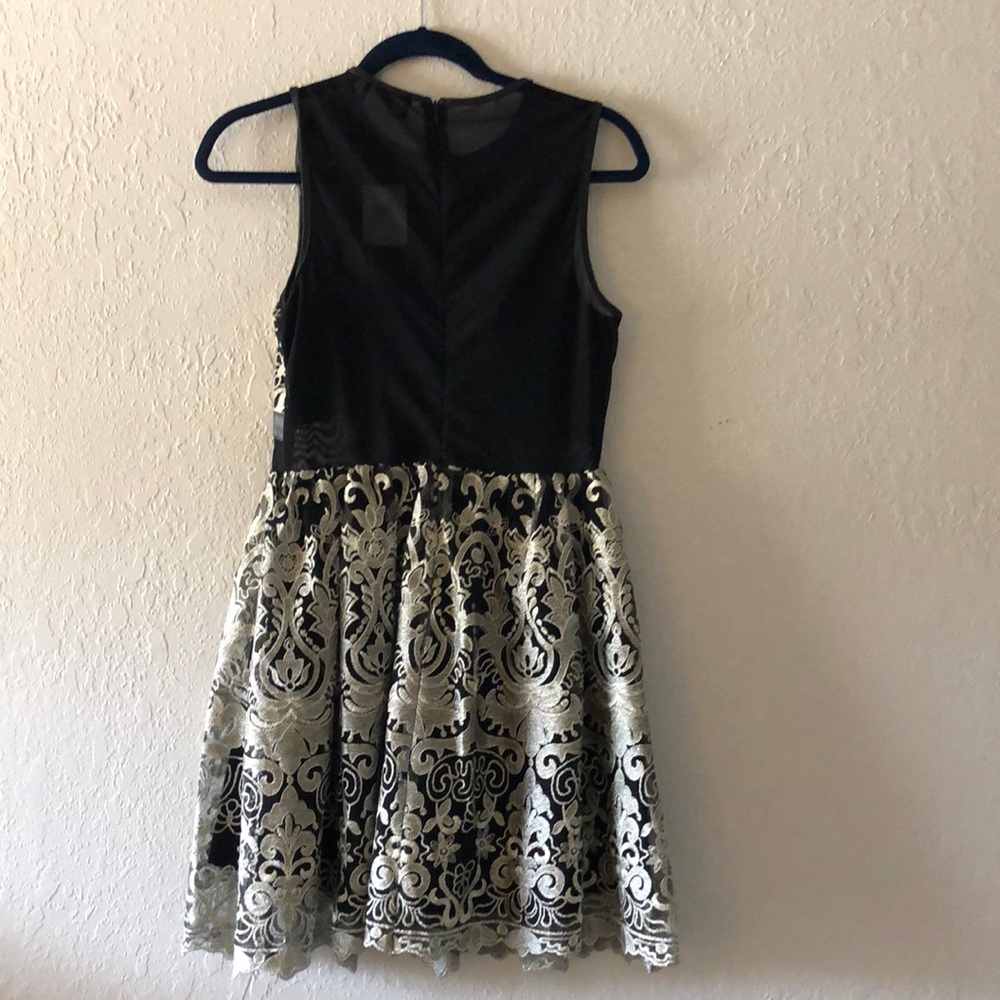 Black Mesh Insert Dress - Skater - Picture 3 of 5